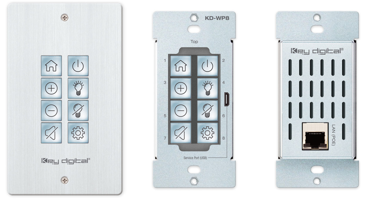 Key Digital KD-WP8 8-Button Programmable IP Control PoE Wallplate
