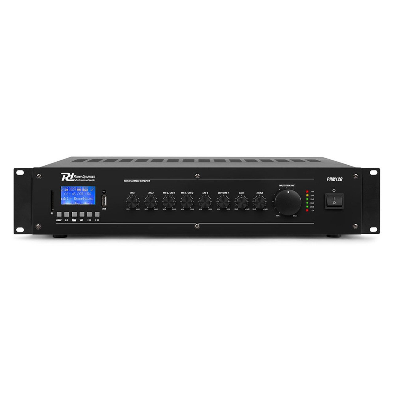 Power Dynamics 60/120W 6-Channel 100V Mixer Amplifier With MP3 Player