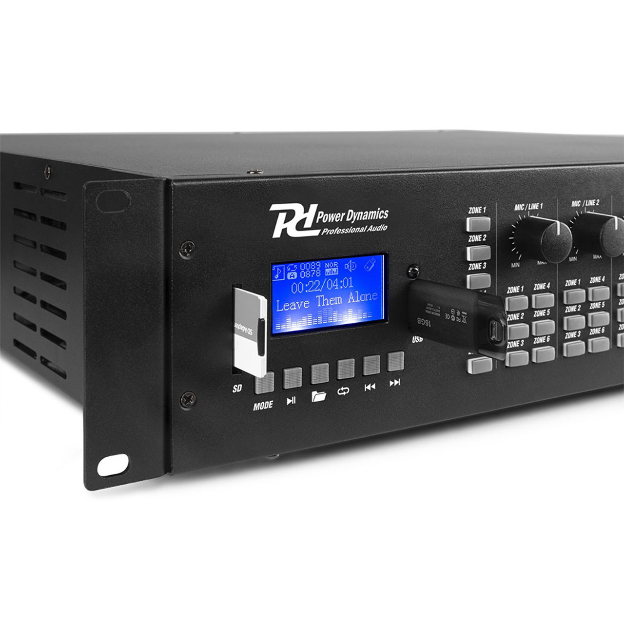 Power Dynamics PRM606 360W 6-Zone 100V Matrix Amplifier With MP3 Player