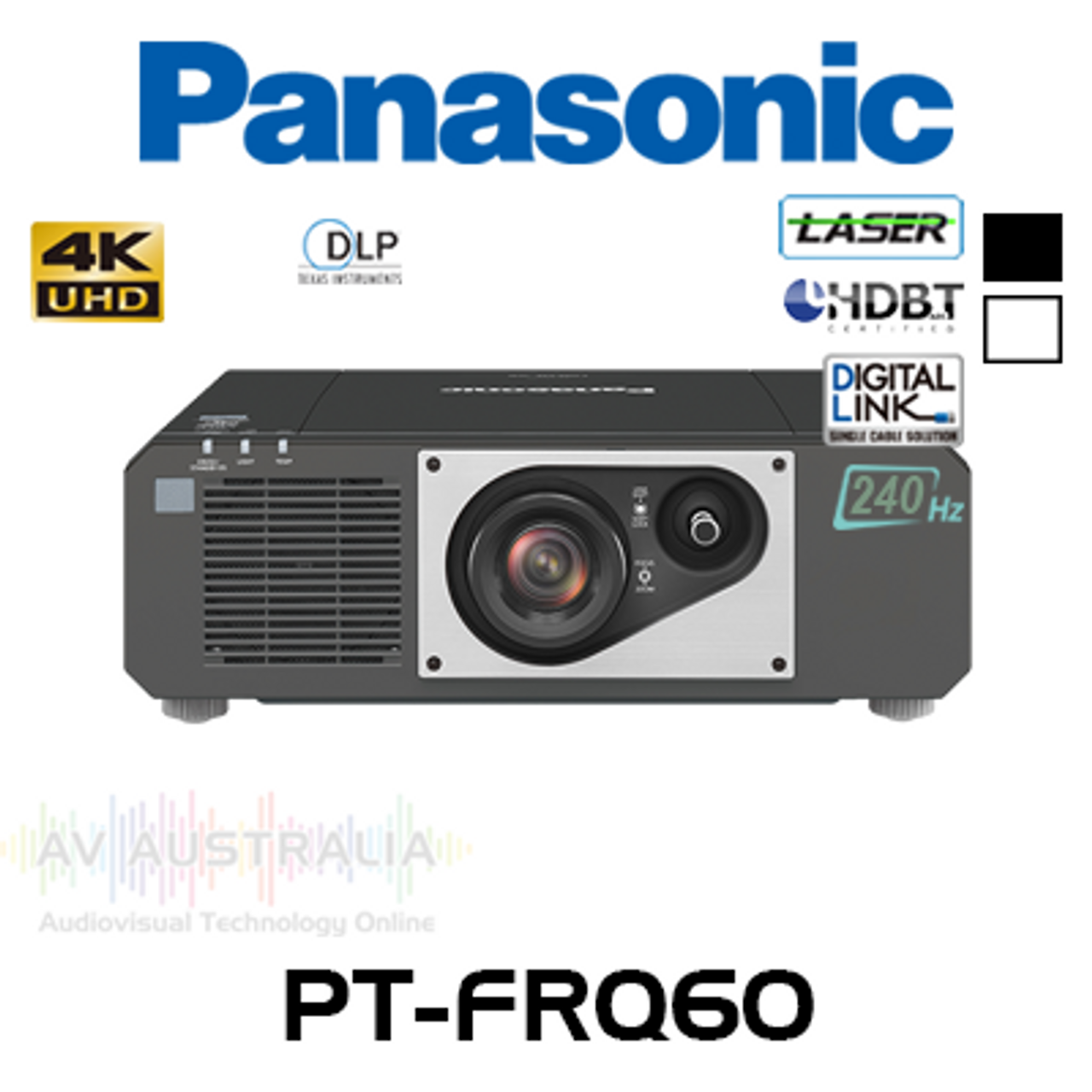 Panasonic PT-FRQ60 4K 6000 Lumens 24/7 Digital Link 1-Chip DLP Laser Projector