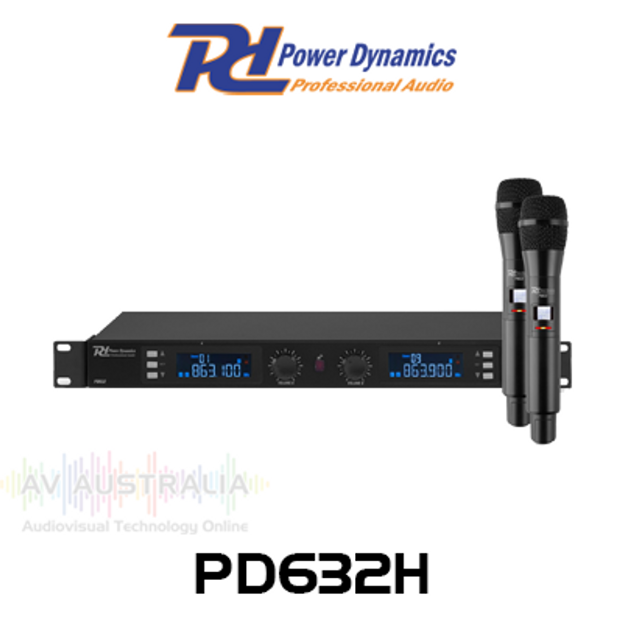 Power Dynamics PD632H 2 x Wireless Handheld Microphone Set (568-582MHz)