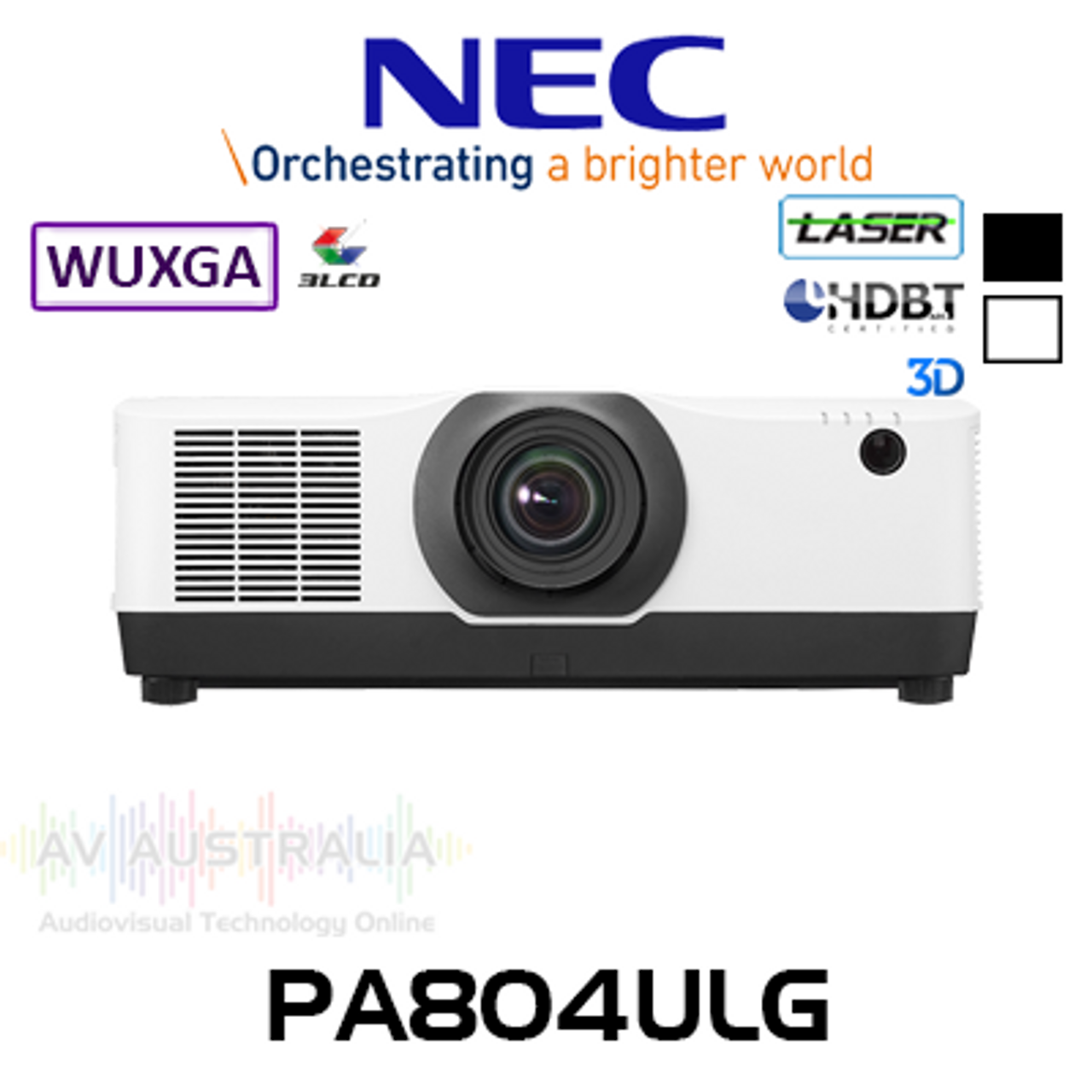 NEC PA804ULG 7500 Lumen WUXGA HDBaseT Professional Laser Installation Projector