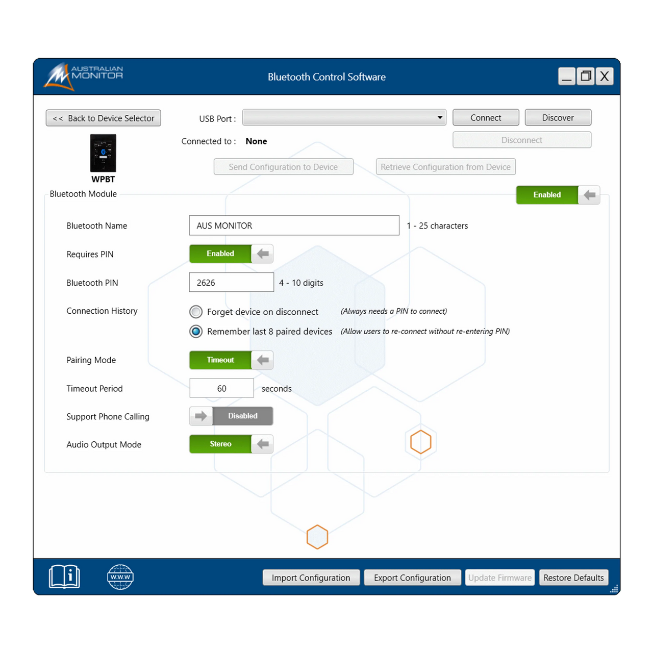 Australian Monitor WPBT Bluetooth 5.1 Audio Wall Panel