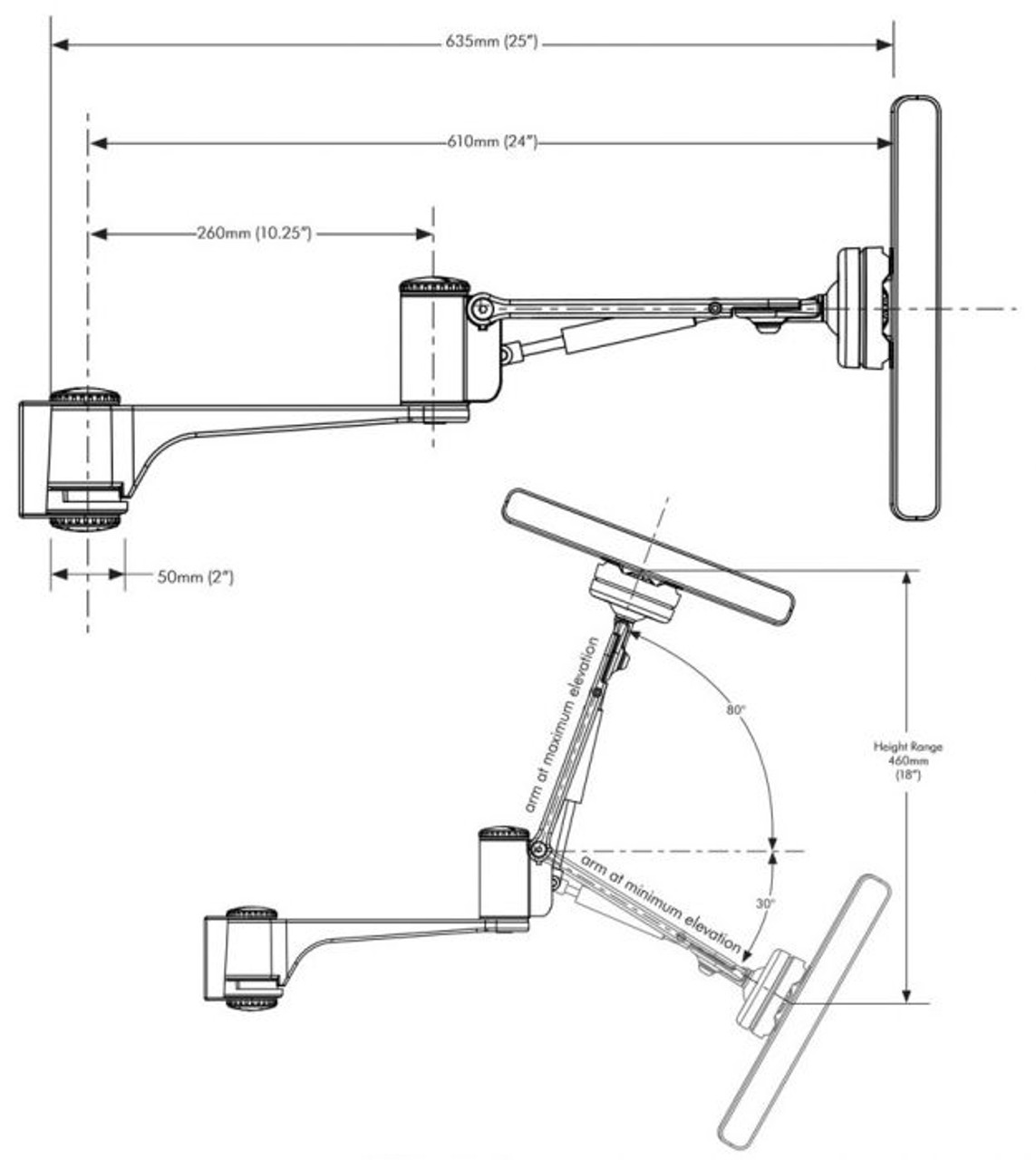 Atdec SD-AT-DW-BK 100x100mm VESA Full Motion TV Wall Mount (3-9kg)