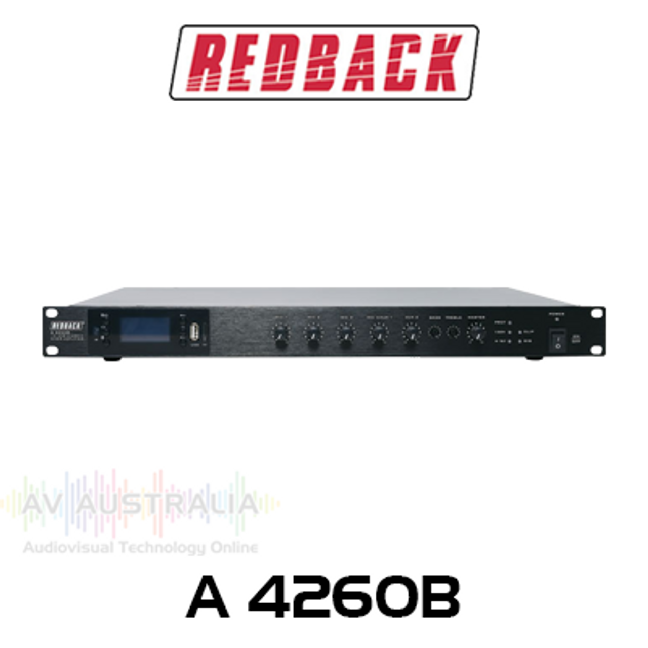 Redback 120W 100V Class-D Bluetooth 1RU Rack Mount PA Mixer Amplifier