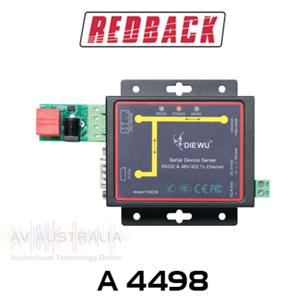 Redback Serial RS232/485/422 DB9 To Ethernet Connection Pack