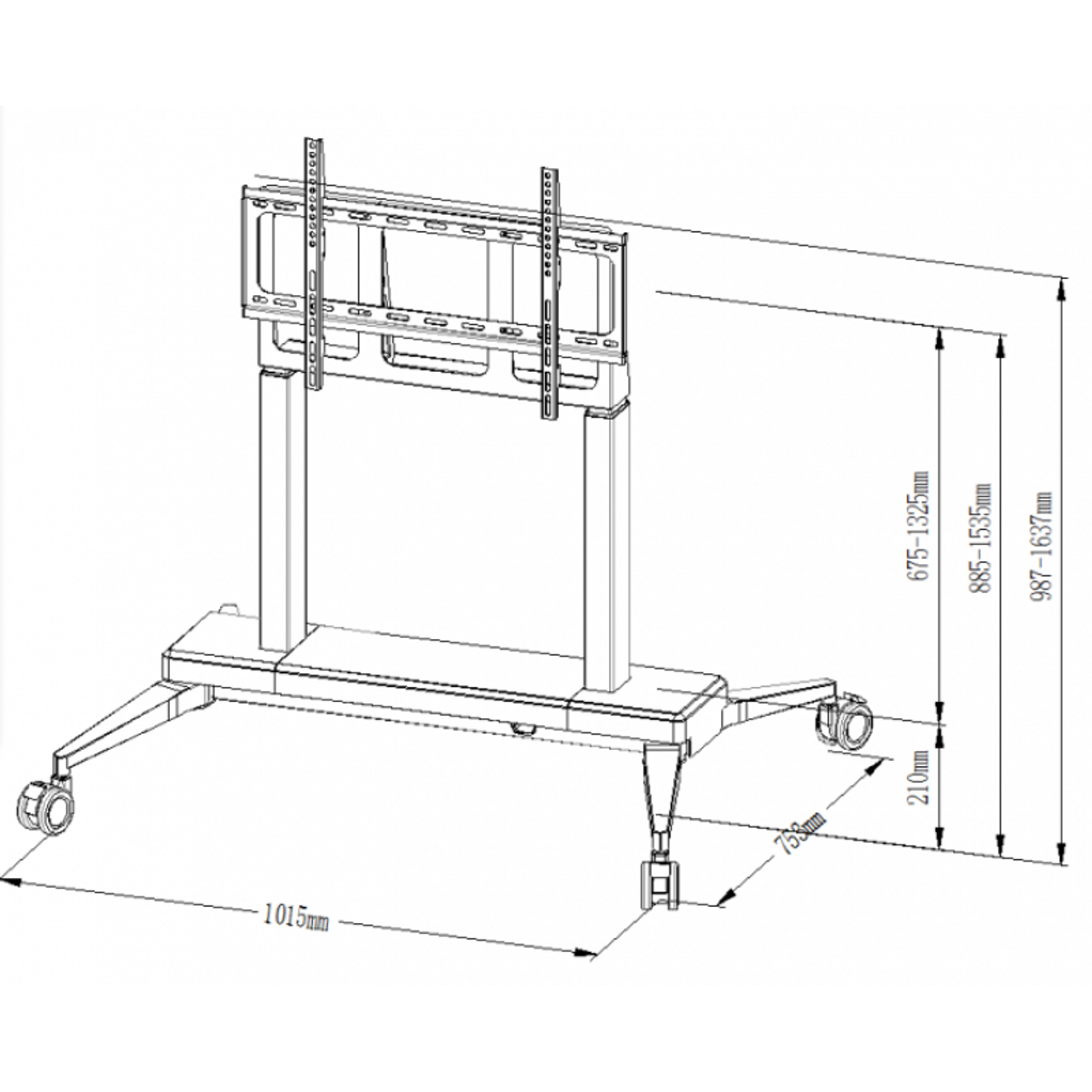 Quantum Sphere 32"-70" Height Adjustable Motorised Mobile AV Trolley (80kg Max)