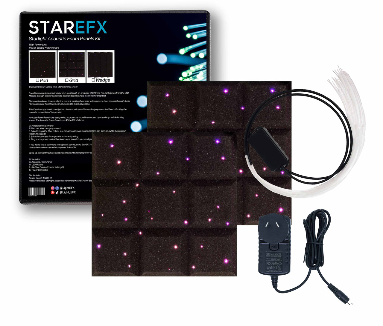 LightEFX StarEFX Starlight Acoustic Foam Panel Kit (Pad/Grid/Wedge)