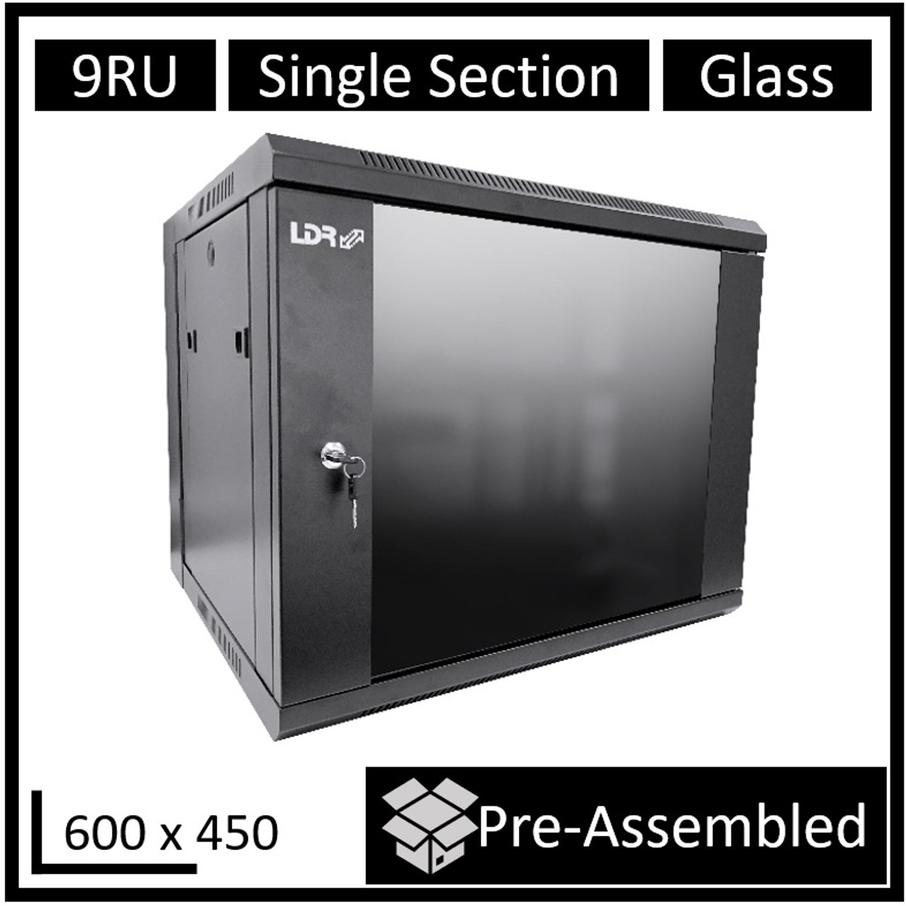 LDR SS450 600x450mm Assembled Wall Mount Cabinets (4, 6, 9, 18RU)