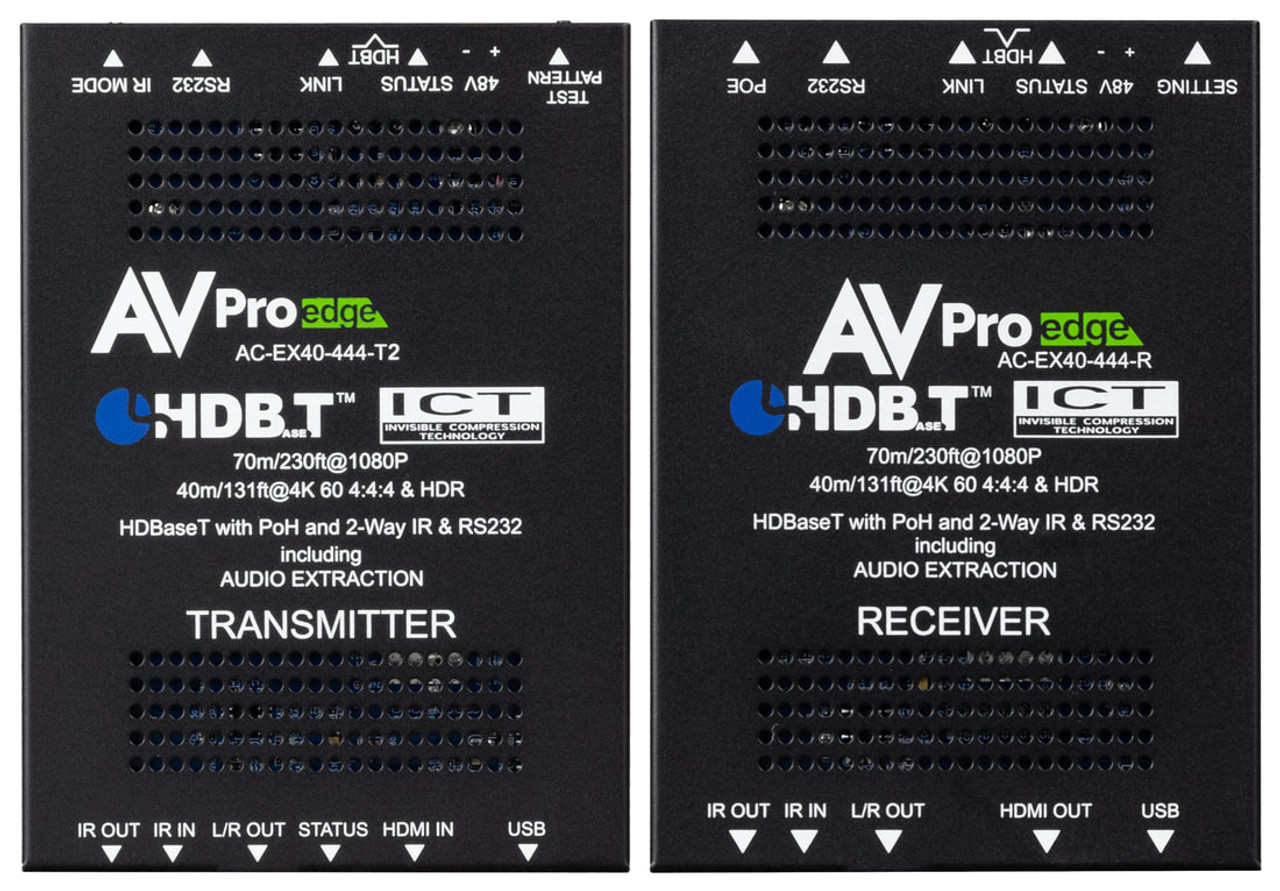 AVPro Edge 4K60 4:4:4 HDR HDMI Over HDBaseT Extender Set With PoH and 2-Way IR & RS232 (40m)