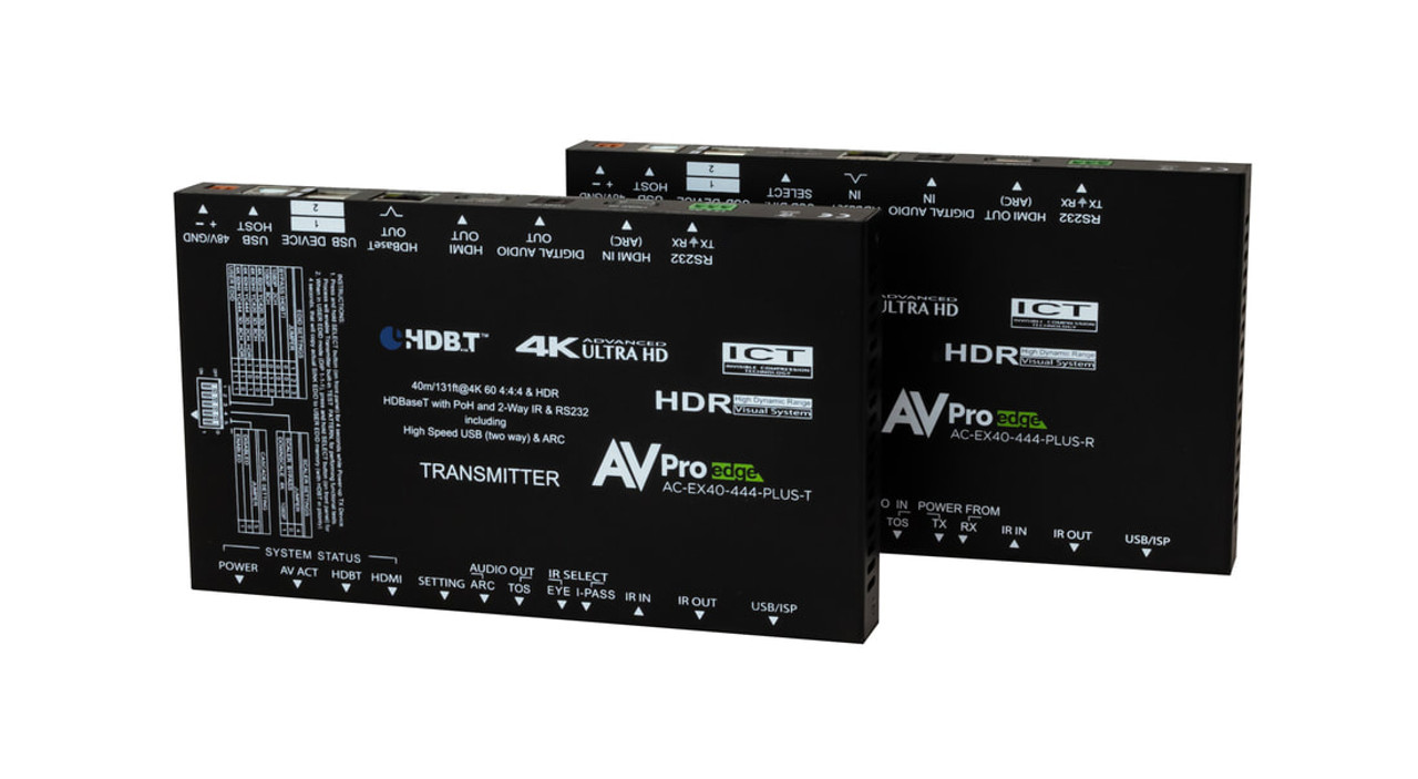 AVPro Edge 4K60 4:4:4 HDR HDMI Over HDBaseT Extender Set with PoH and 2-Way USB/KVM, IR & RS232 (40m)