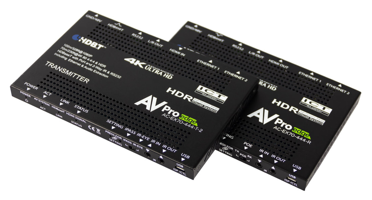 AVPro Edge 4K60 4:4:4 HDR HDMI Over HDBaseT PoH Extender Set With Ethernet and 2-Way IR & RS232 (70m)