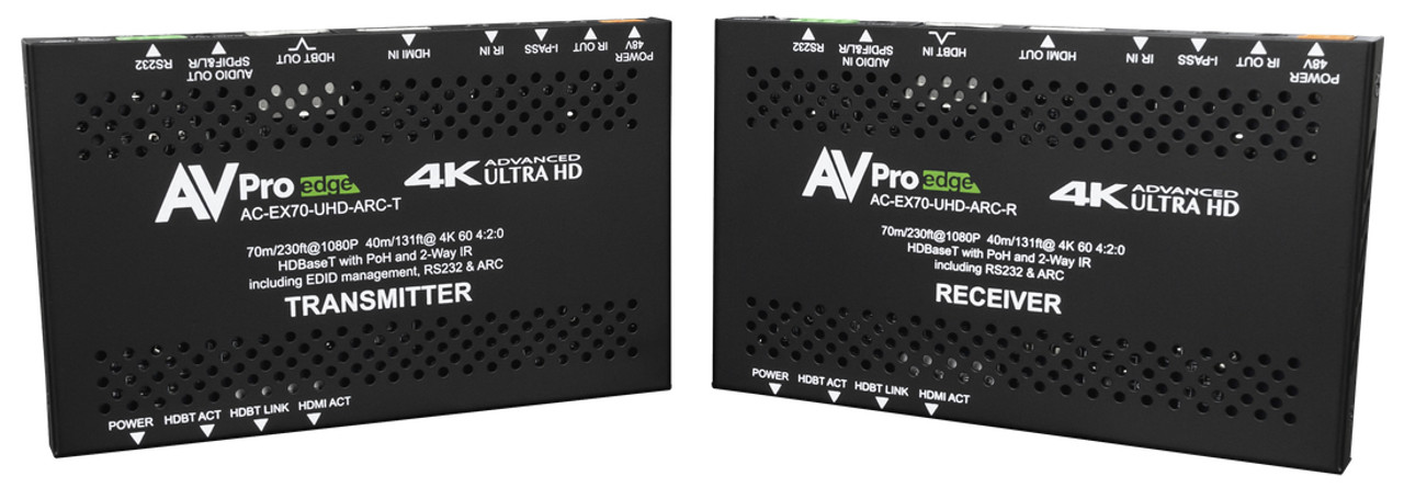 AVPro Edge 4K HDR HDMI Over HDBaseT PoH Extender Set With ARC and 2-Way IR & RS232 (40m)