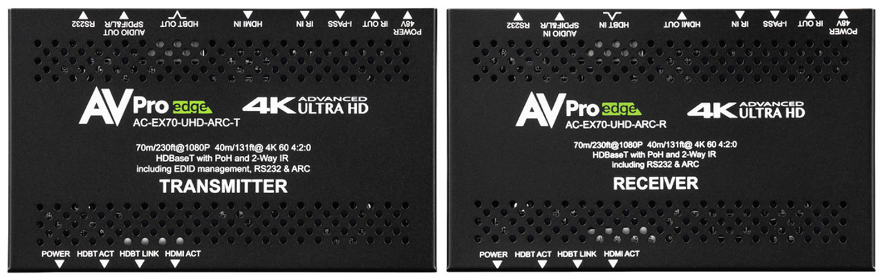 AVPro Edge 4K HDR HDMI Over HDBaseT PoH Extender Set With ARC and 2-Way IR & RS232 (40m)