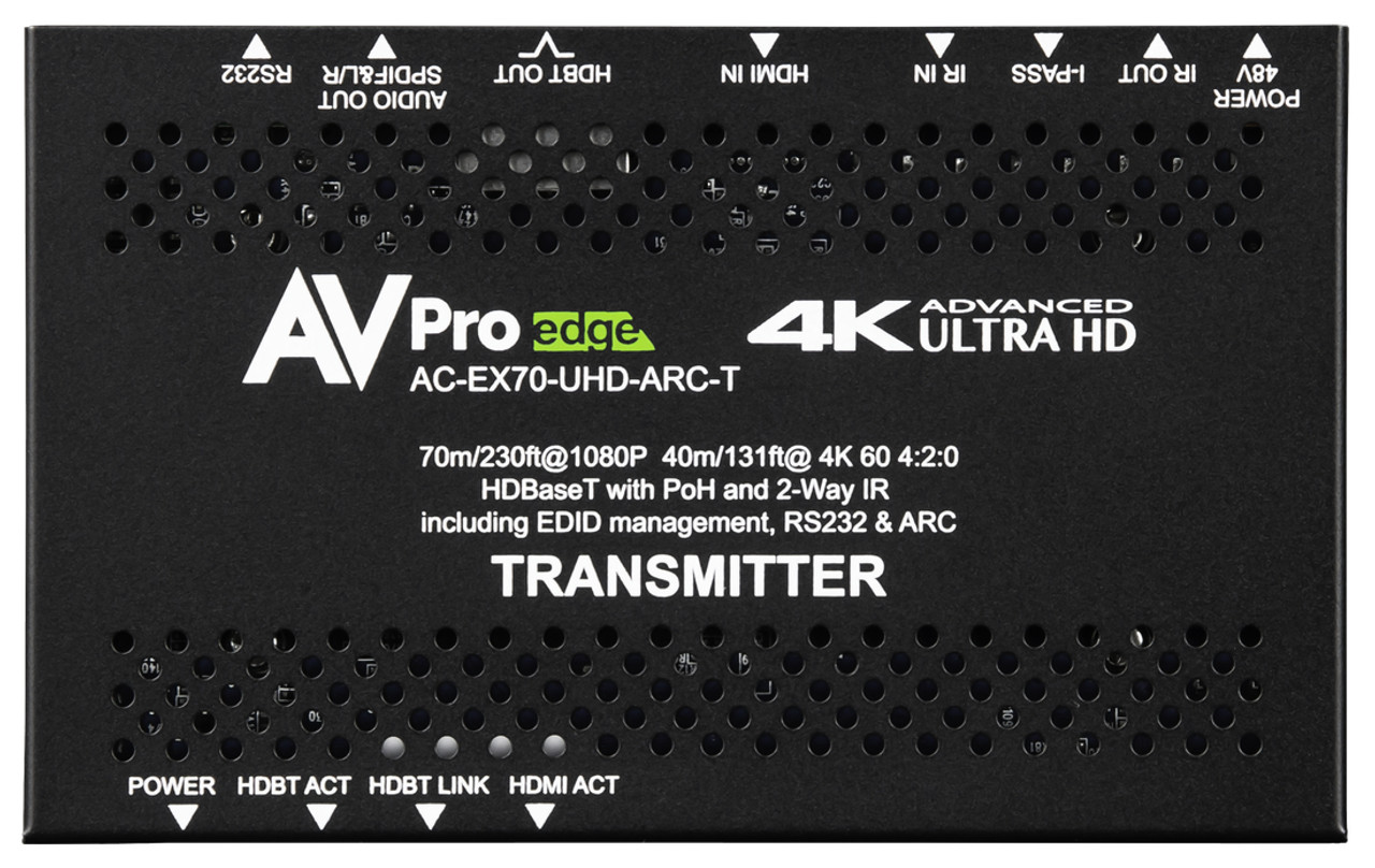 AVPro Edge 4K HDR HDMI Over HDBaseT PoH Extender Set With ARC and 2-Way IR & RS232 (40m)