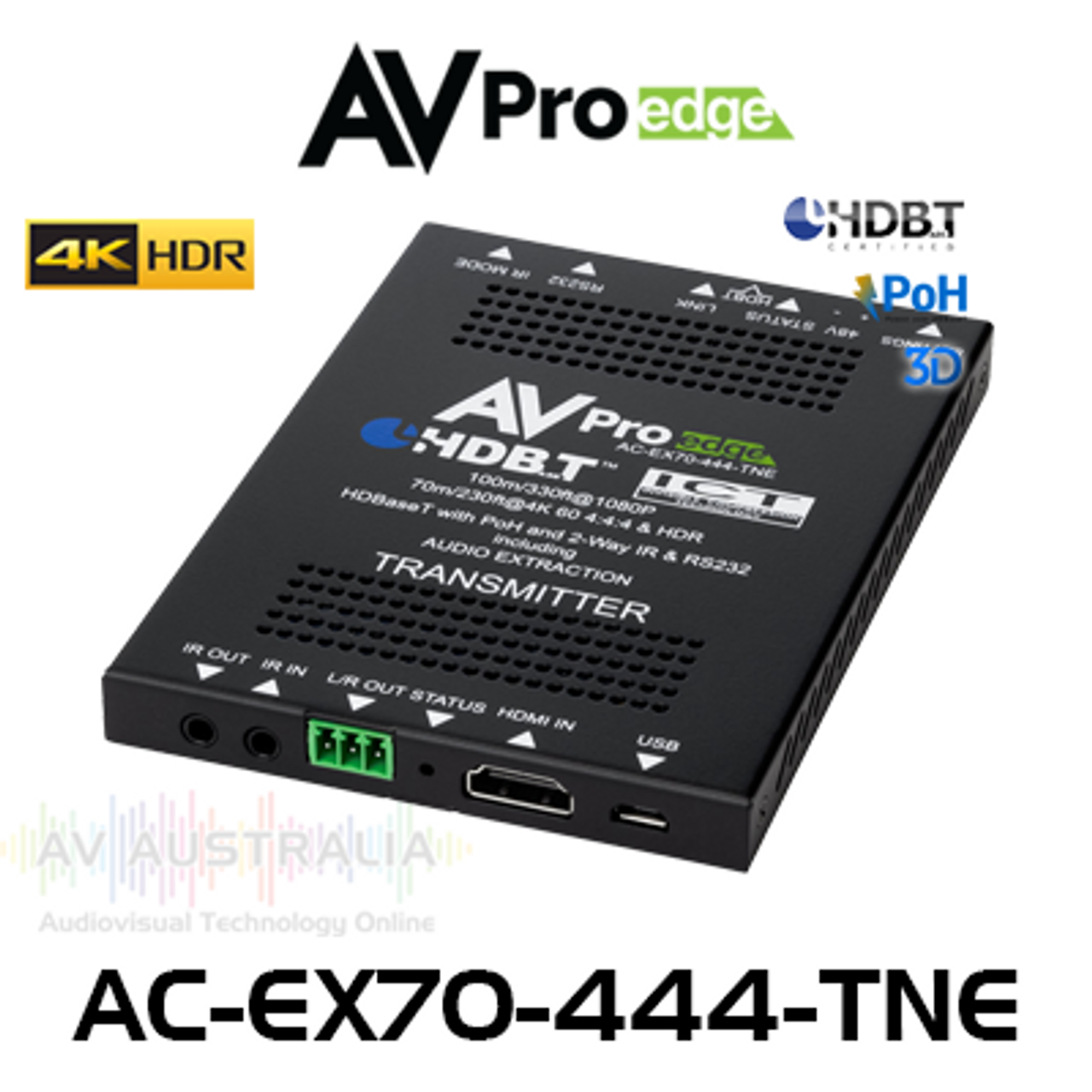 AVPro Edge 4K60 4:4:4 HDR HDMI Over HDBaseT PoH Transmitter With Audio Extraction and 2-Way IR & RS232 (70m)