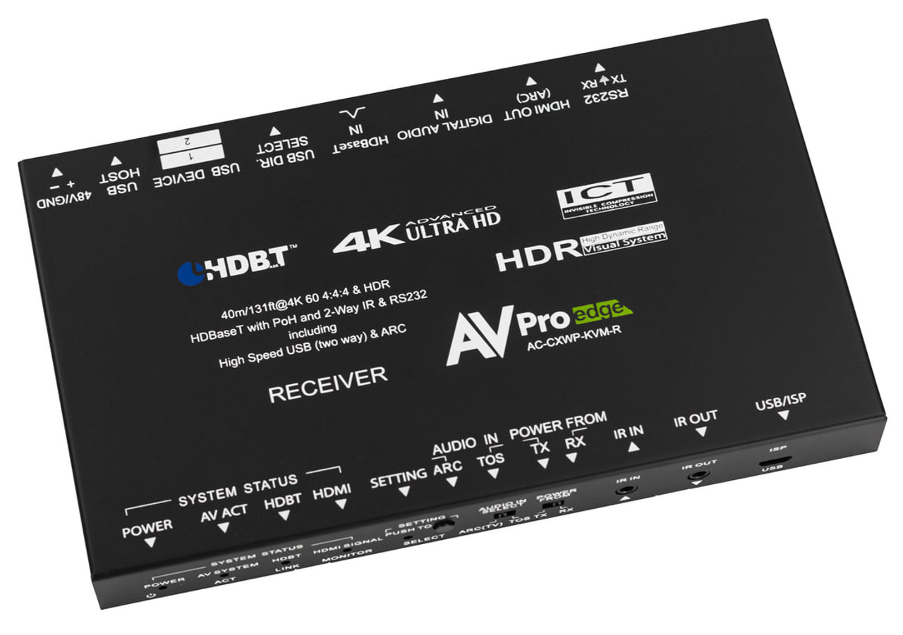 AVPro Edge ConferX 4K HDR HDMI Over HDBaseT Wallplate Extender Kit with 2-Way USB (40m)