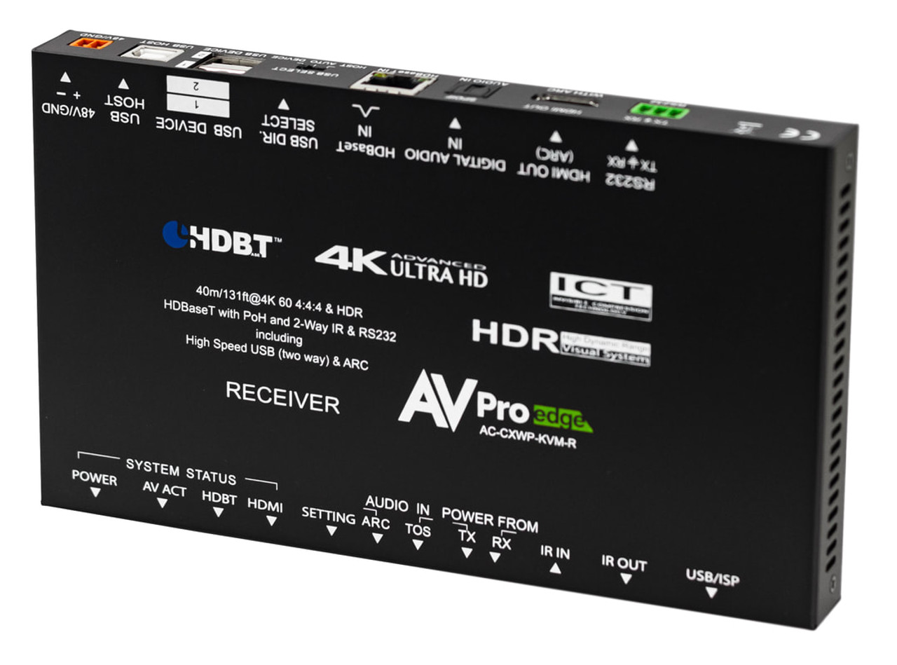 AVPro Edge ConferX 4K HDR HDMI Over HDBaseT Wallplate Extender Kit with 2-Way USB (40m)