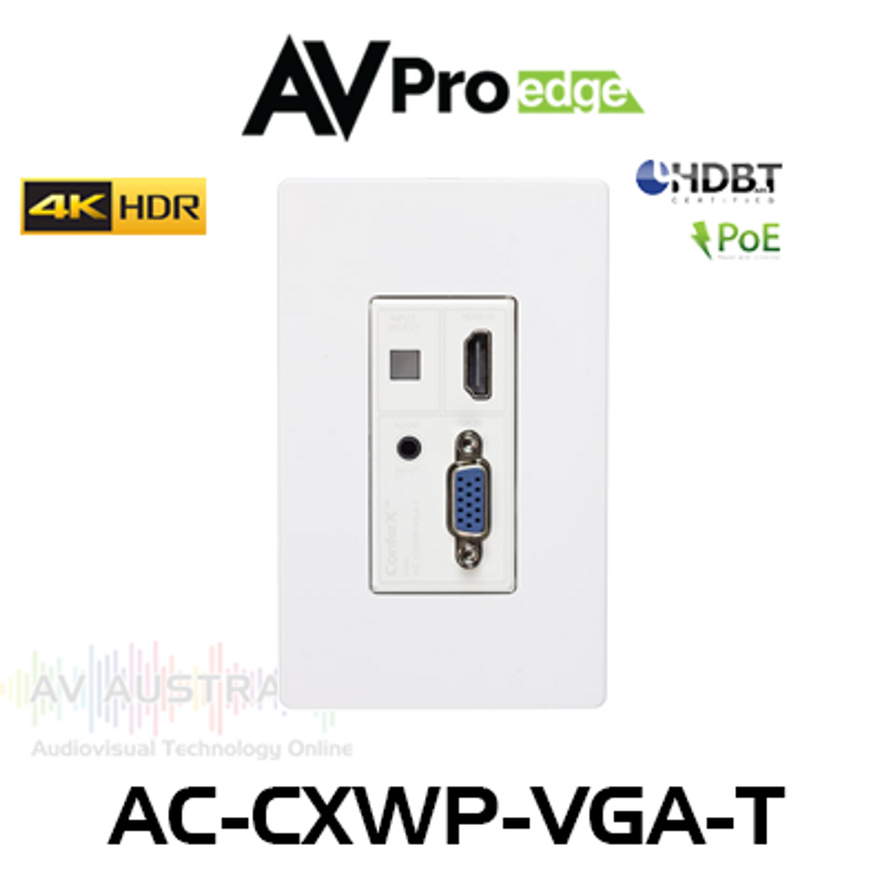 AVPro Edge ConferX 4K HDR HDMI / VGA Over HDBaseT Transmitter Wallplate (70m)