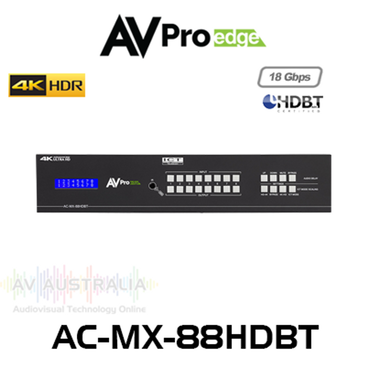 AVPro Edge 8x8 4K60 4:4:4 HDR HDMI HDBaseT Matrix Switcher With Dual Audio De-embedder