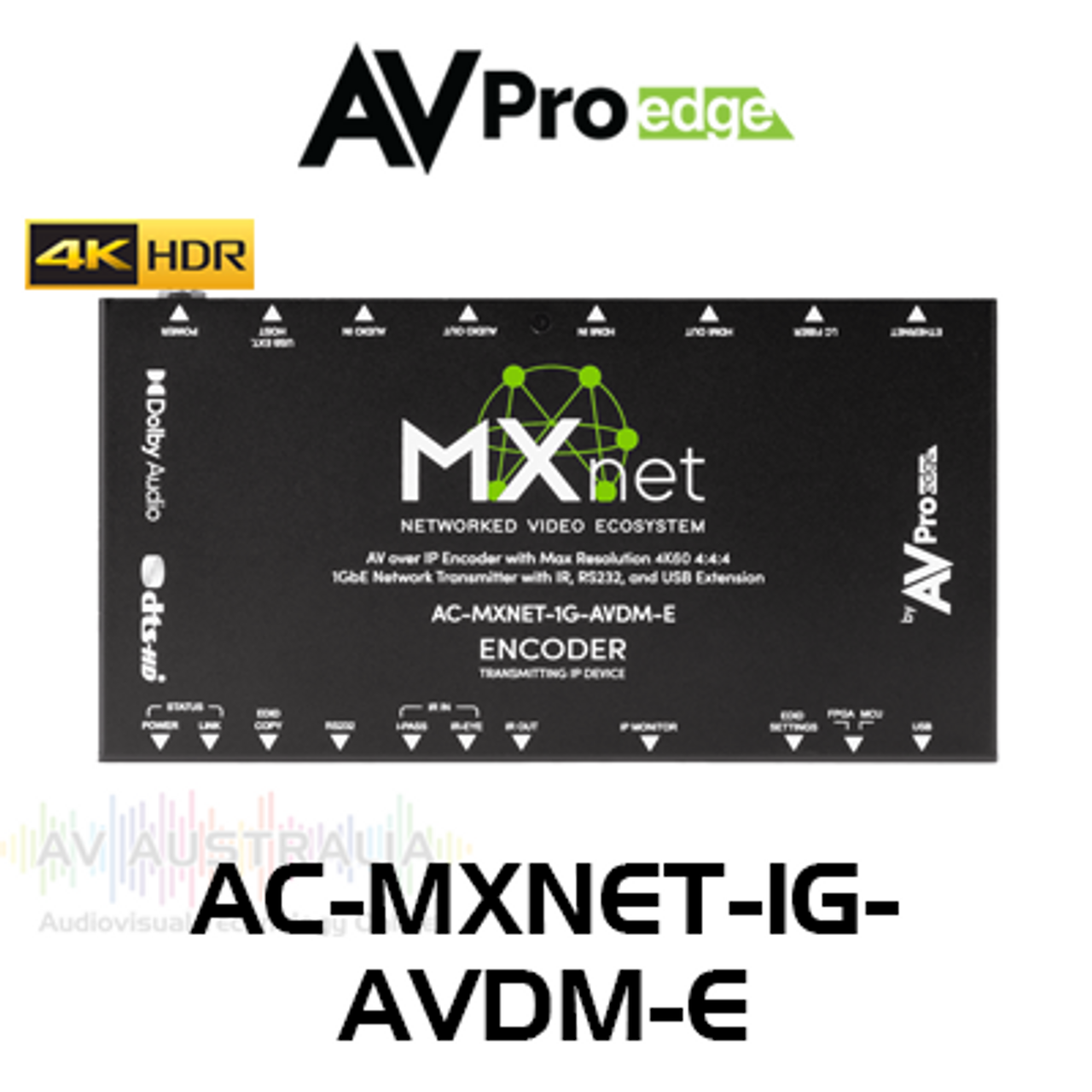 AVPro Edge MxNet 4K60 4:4:4 AV Over IP 1GbE Network Downmixing Transmitter with IR, RS232 & USB