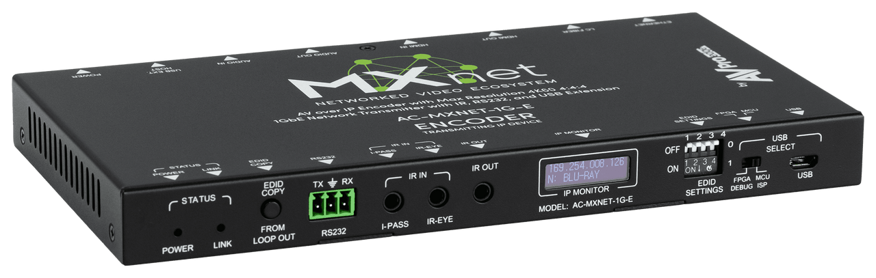 AVPro Edge MxNet 4K60 4:4:4 AV Over IP 1GbE Network Transmitter with IR, RS232 & USB