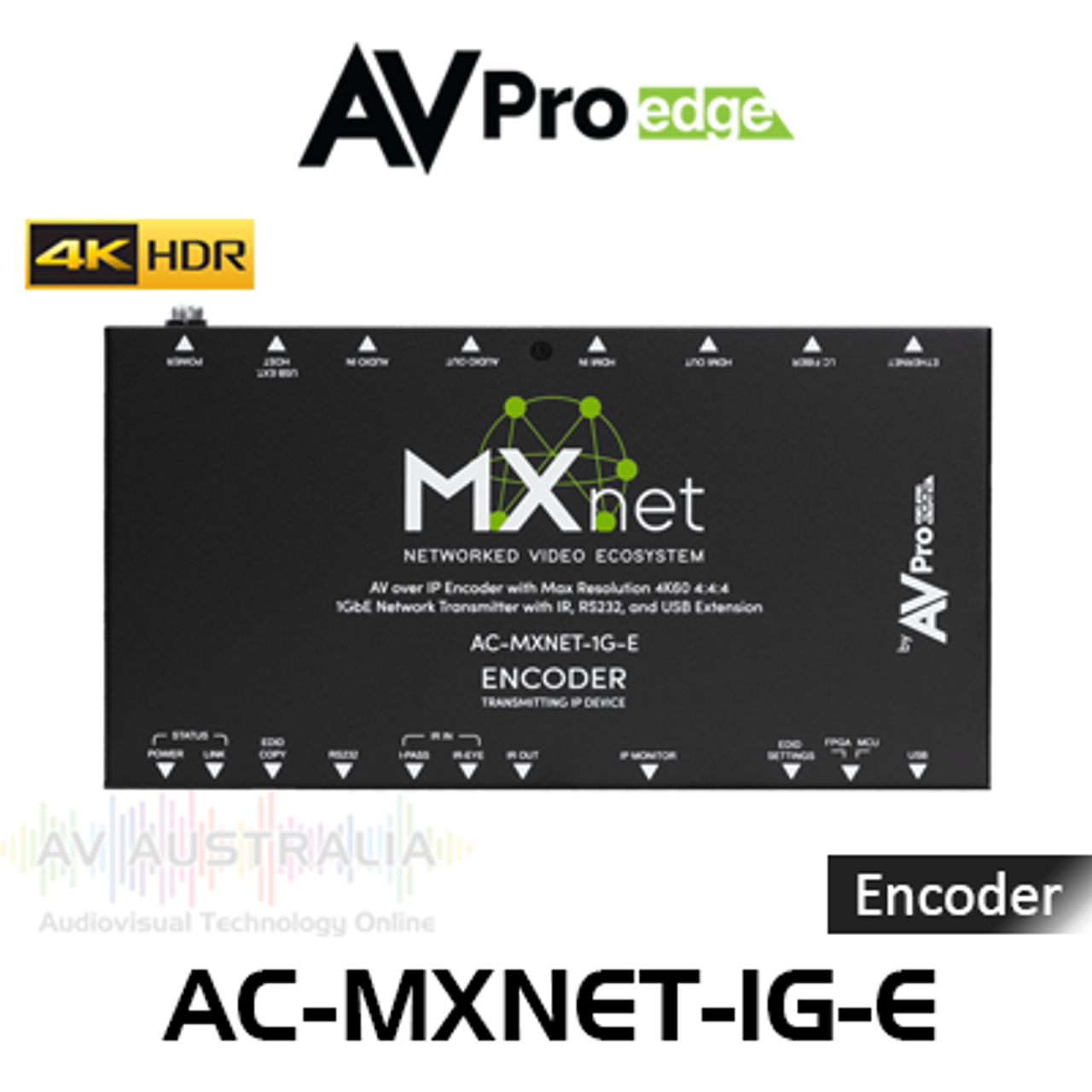 AVPro Edge MxNet 4K60 4:4:4 AV Over IP 1GbE Network Transmitter with IR, RS232 & USB