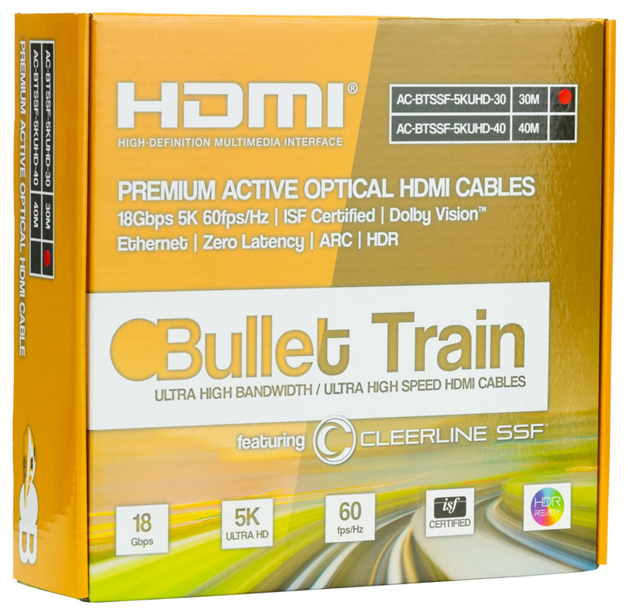 AVPro Edge Bullet Train 5K 18Gbps Active Optical HDMI Cables (10-40m)