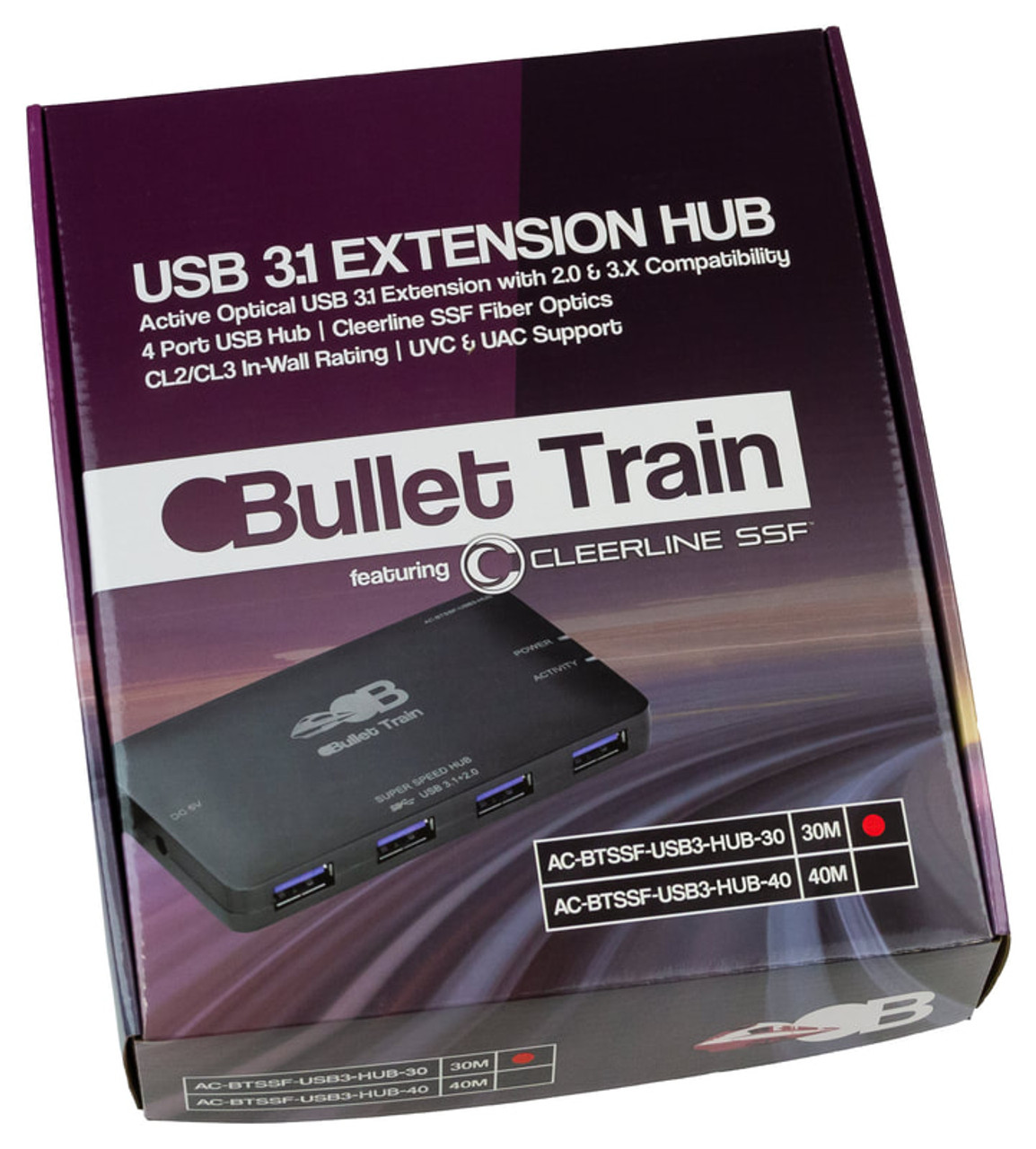 AVPro Edge Bullet Train USB 3.1 Gen1 Active Extension Cable With 4-Port Hub (5-40m)