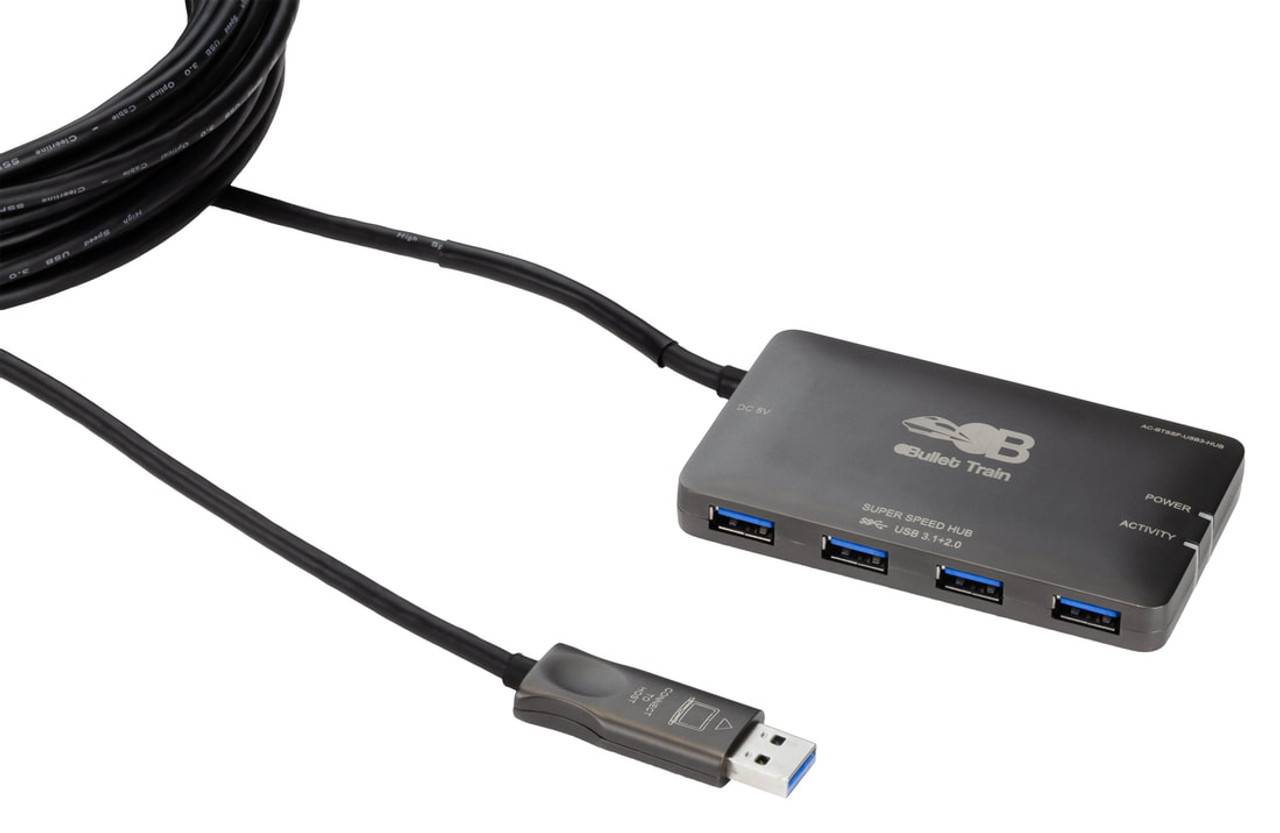 AVPro Edge Bullet Train USB 3.1 Gen1 Active Extension Cable With 4-Port Hub (5-40m)