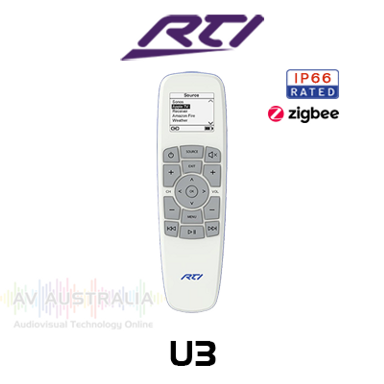 RTI U3 Weather-Resistant Remote Control