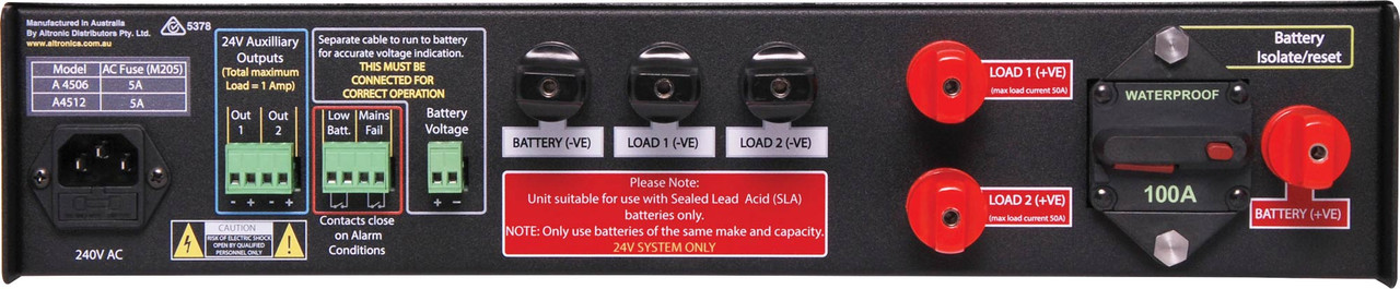 Redback 6/12A 24V Battery Backup Charger - Sealed Lead Acid (SLA)