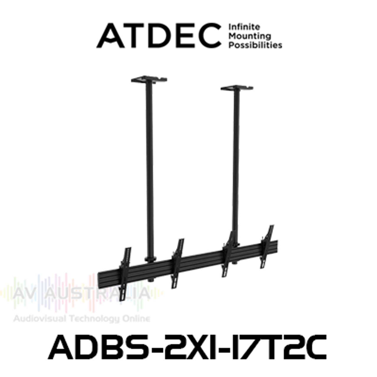 Atdec ADBS-2X1-17T2C 2x1 VESA 400 Tilt Menu Board Ceiling Mount (50kg Max Per Screen)