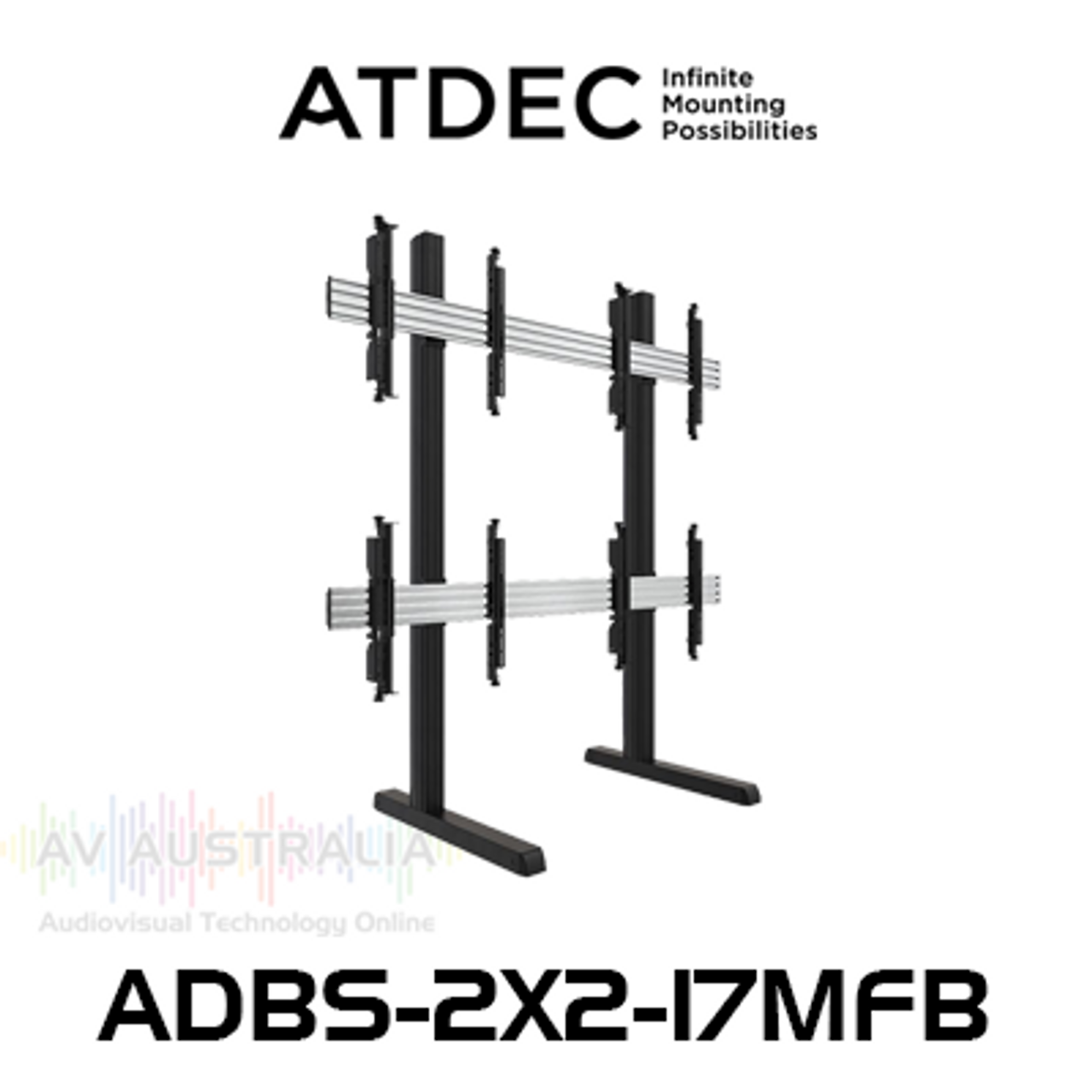 Atdec ADBS-2X2-17MFB VESA 400 2x2 Freestanding Floor Mount (50kg Max Per Screen)