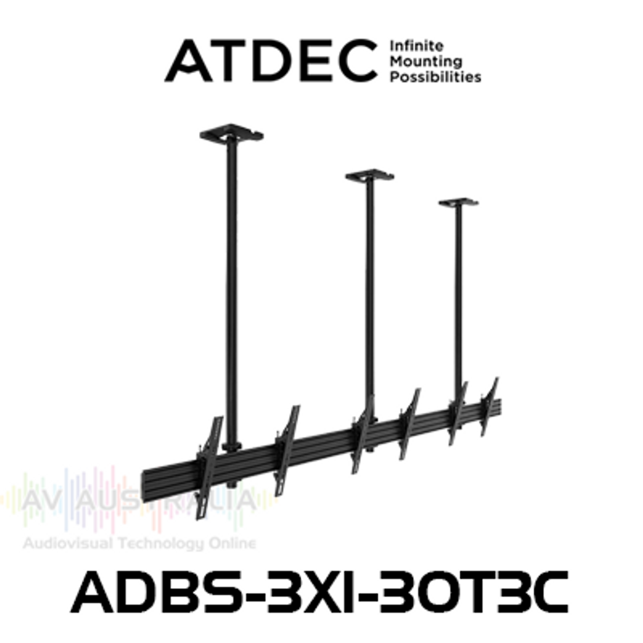 Atdec ADBS-3X1-30T3C 3x1 VESA 400 Tilt Menu Board Ceiling Mount (50kg Max Per Screen)