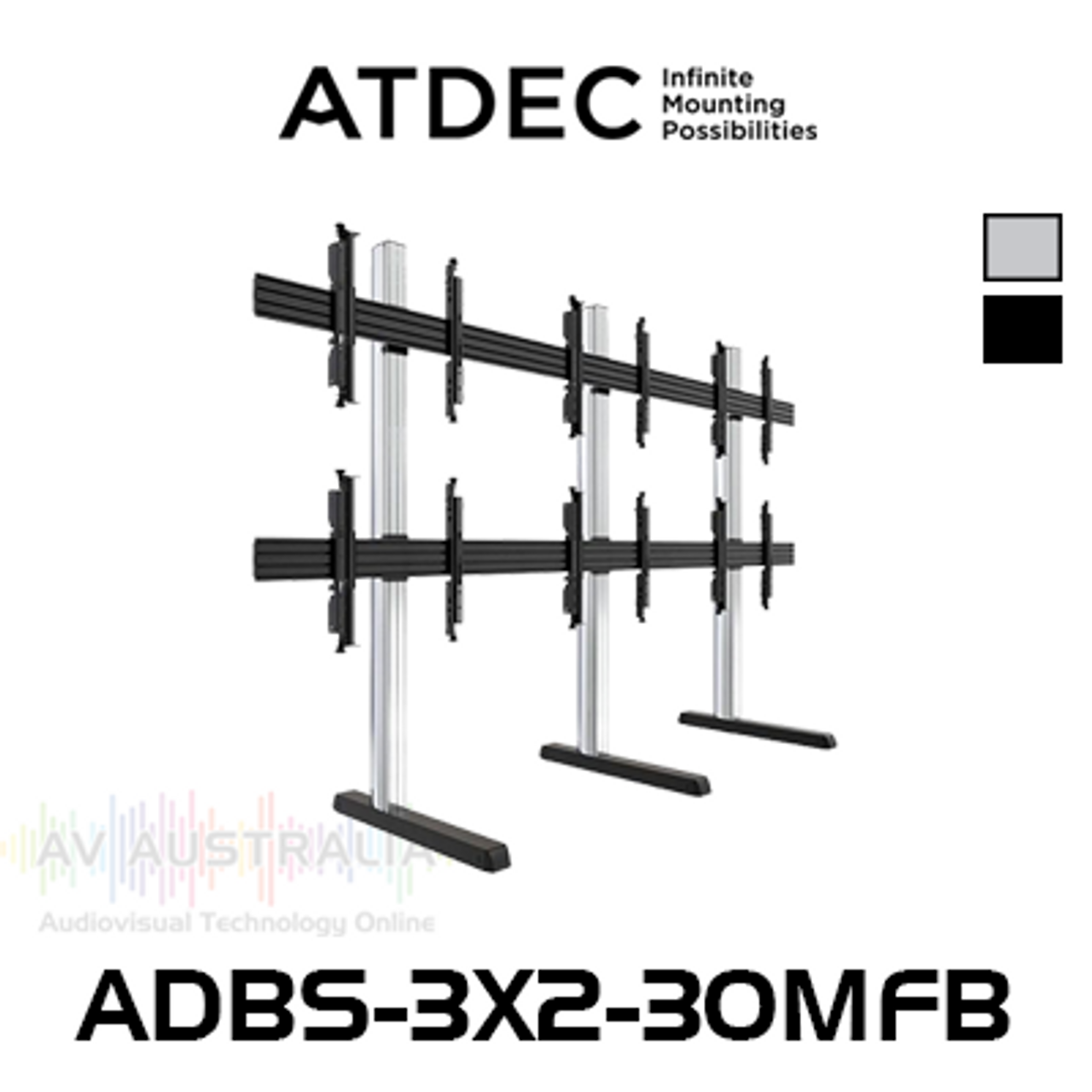 Atdec ADBS-3X2-30MFB VESA 400 3x2 Freestanding Floor Mount (50kg Max Per Screen)