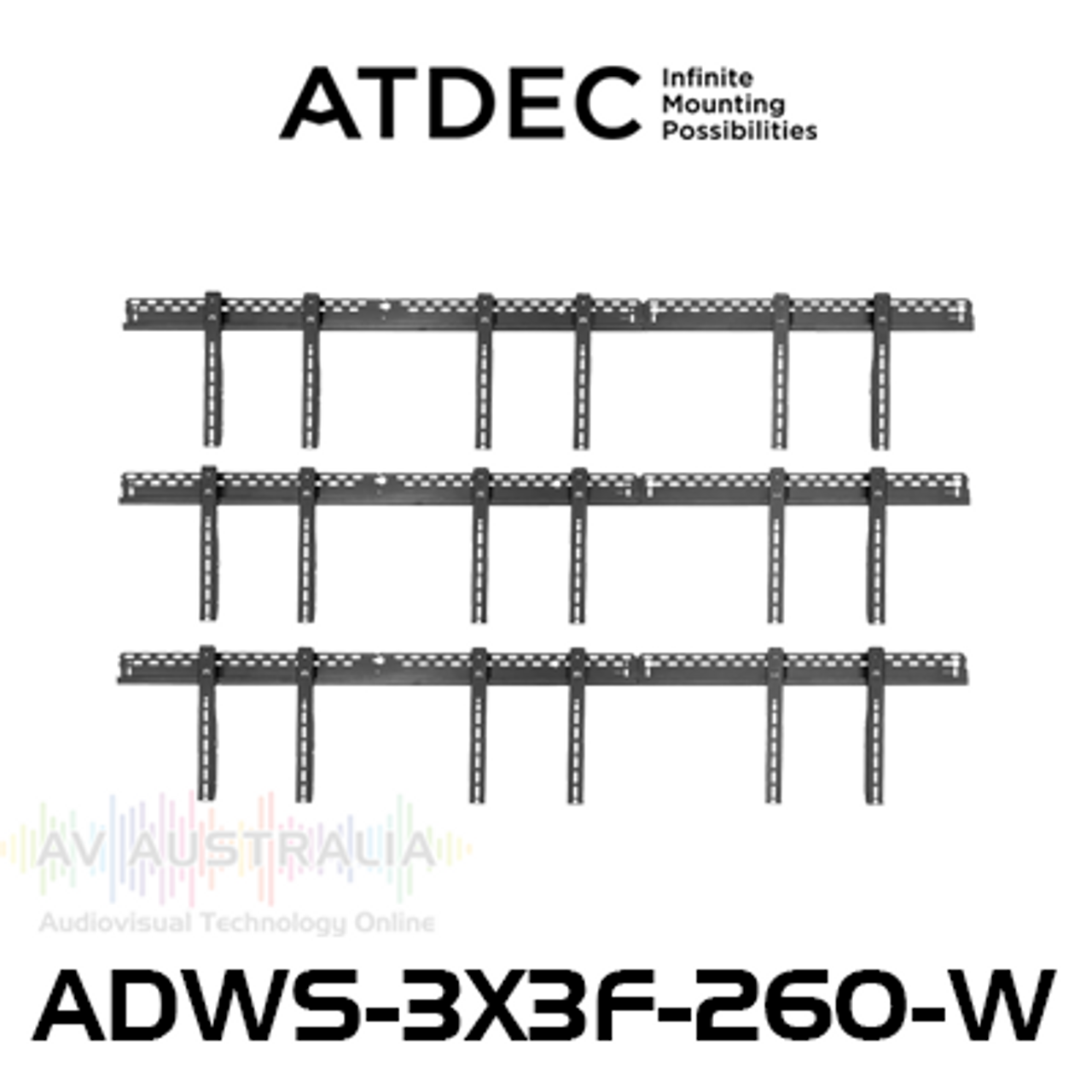 Atdec ADWS-3X3F-260-W 42"-49" Displays 3x3 Video Wall Mount