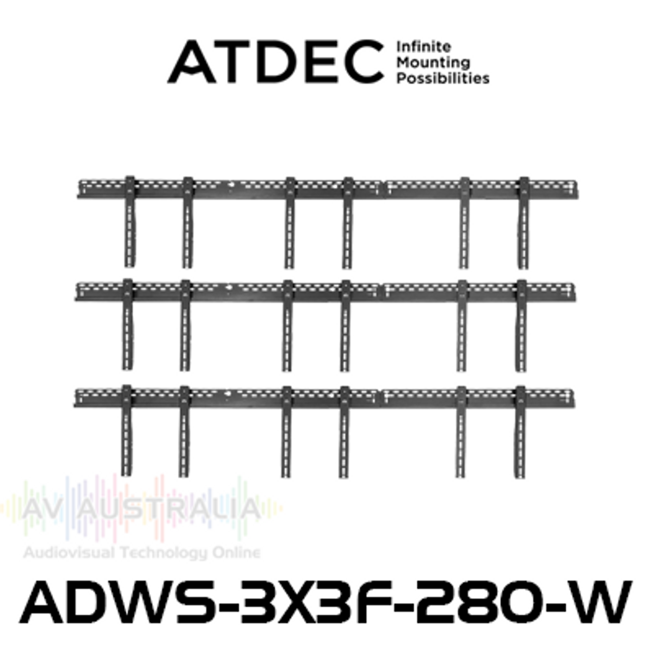 Atdec ADWS-3X3F-280-W 42"-50" Displays 3x3 Video Wall Mount
