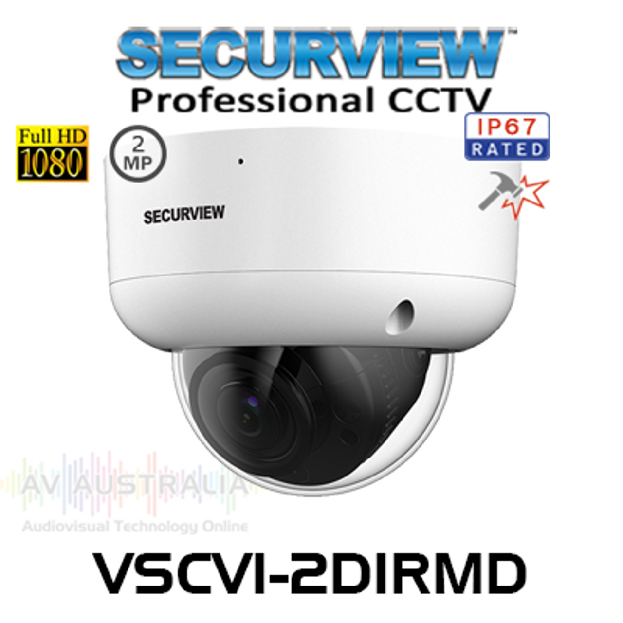 SecurView Professional 2MP 2.7-13.5mm Varifocal Outdoor Vandal HDCVI Dome Camera