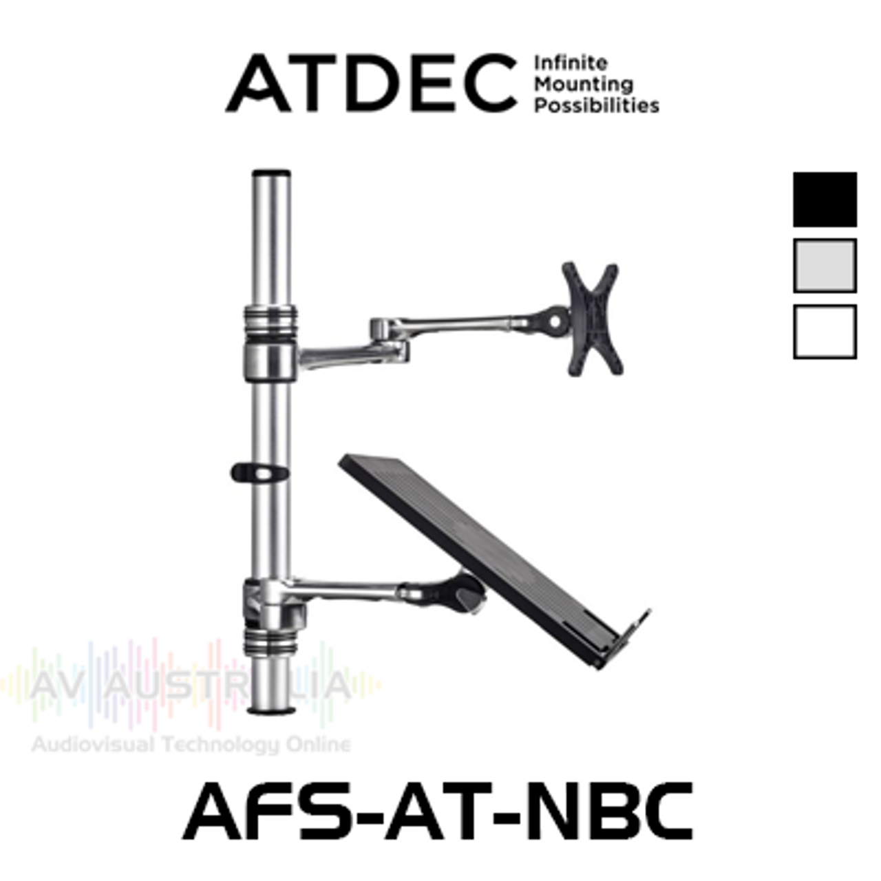 Atdec AFS-AT-NBC Dual Notebook / Monitor Arm Combo Desk Mount (8kg Max)