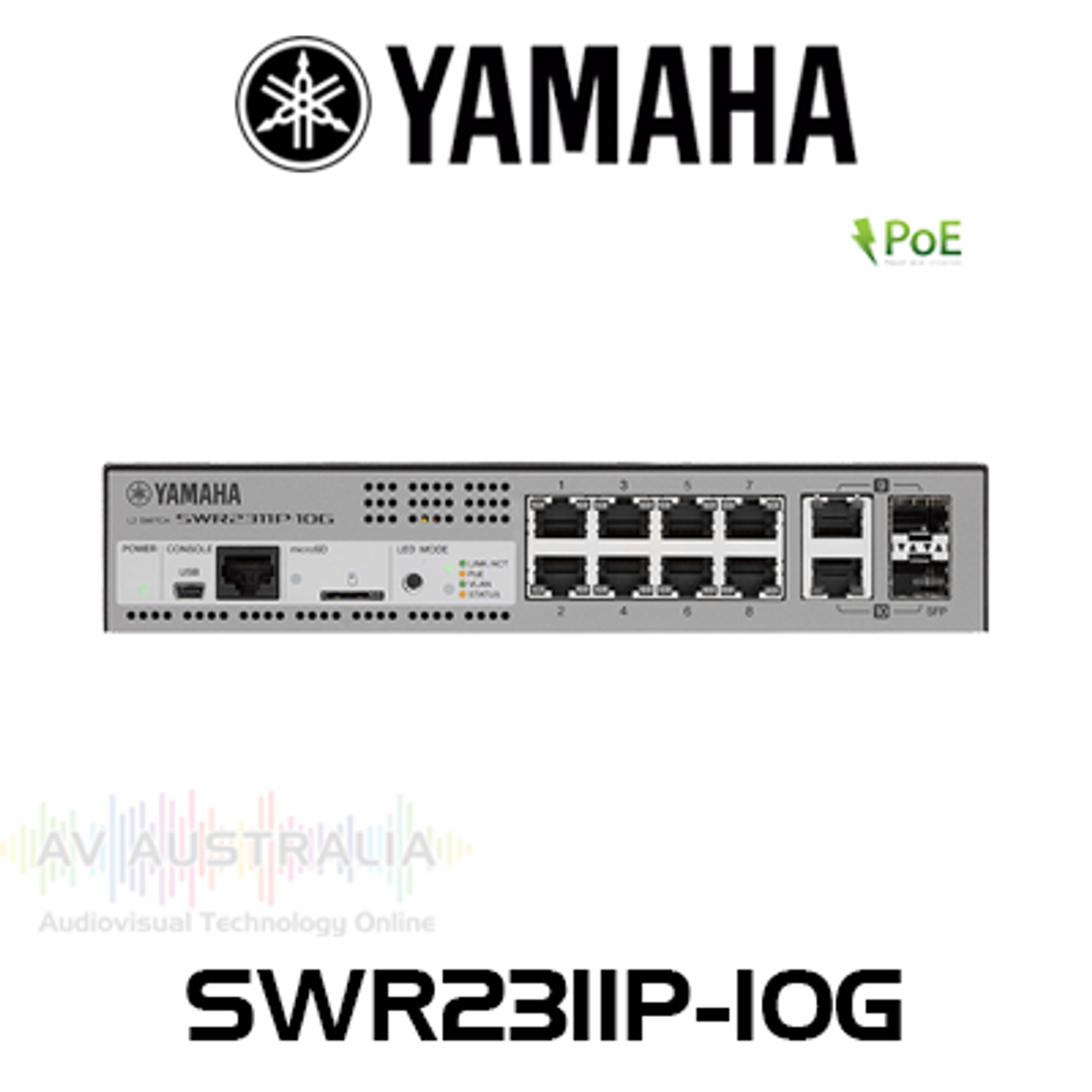 Yamaha SWR2311P-10G 8-Port PoE L2 Network Switch with 2 LAN/SFP