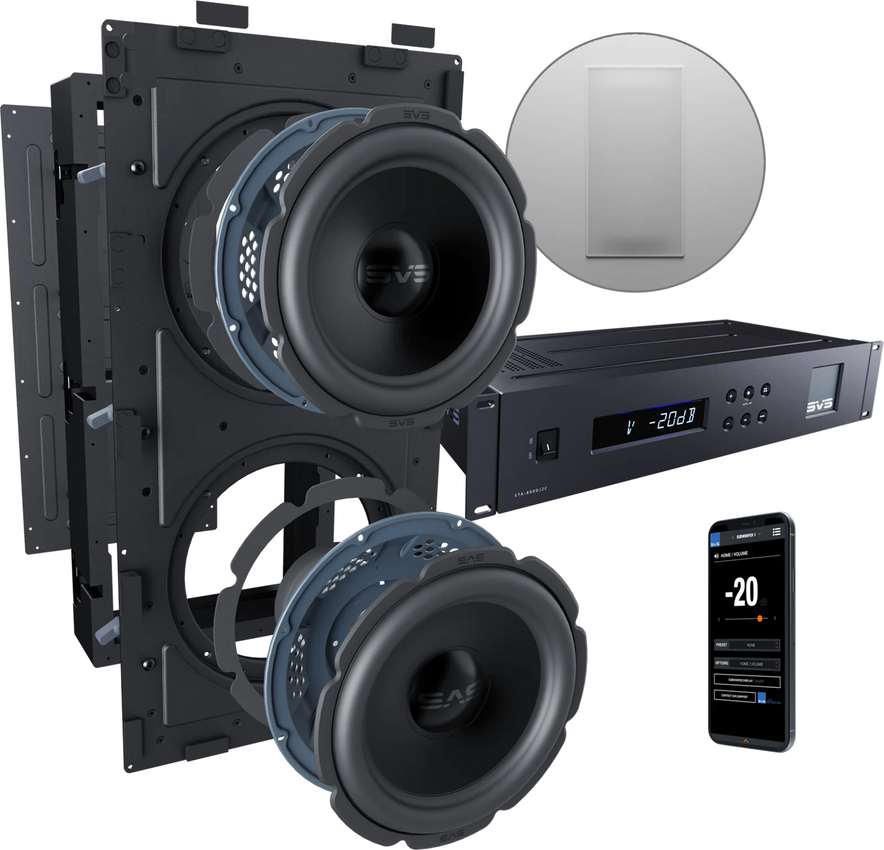 SVS 3000 Dual Active 9" In-Wall Subwoofer System