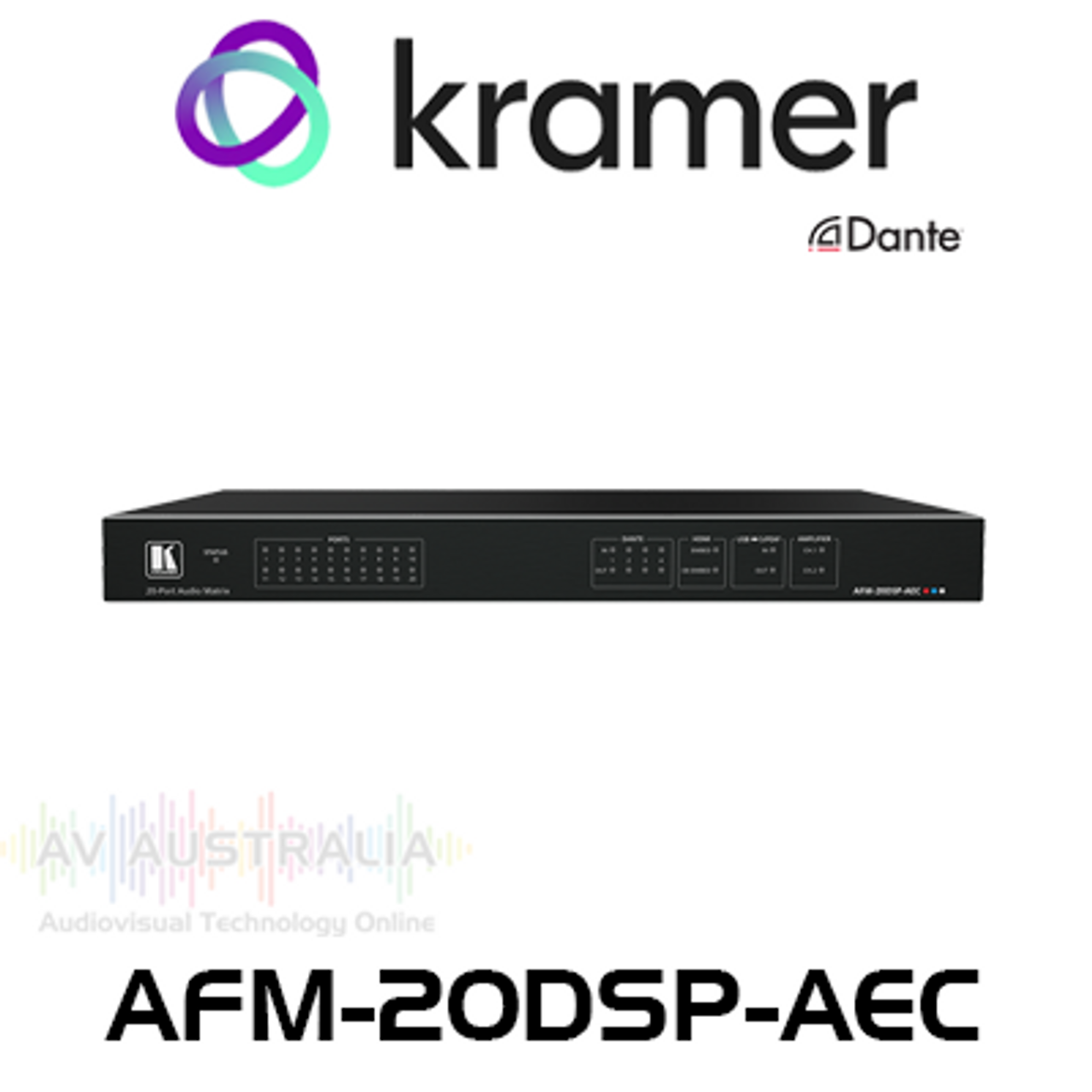 Kramer AFM-20DSP-AEC 20-Port Audio Matrix with DSP, AEC & 4x4 Dante