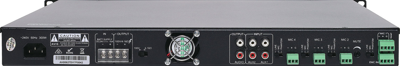 Redback 240W 100V Class D Bluetooth 1RU PA Mixer Amplifier