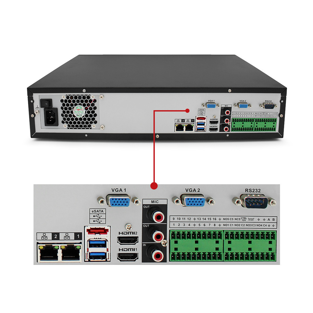 IC Realtime 4K 16-Ch 12MP 320Mbps Throughput 8-Bay H.265 2U NVR