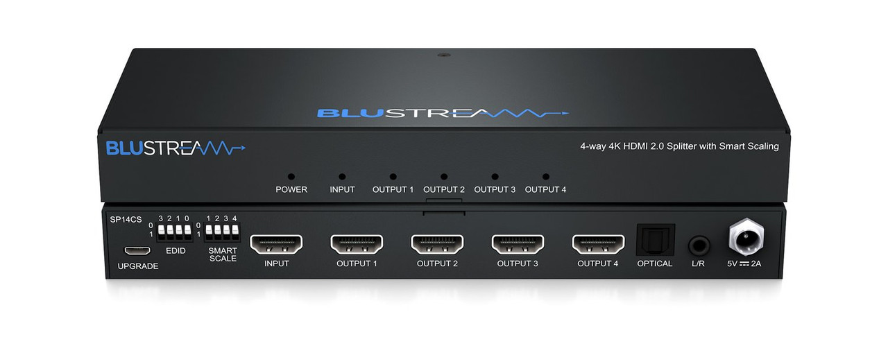 BluStream 2/4-Way 4K HDR Splitter with Smart Scaling, Audio Breakout & EDID Management