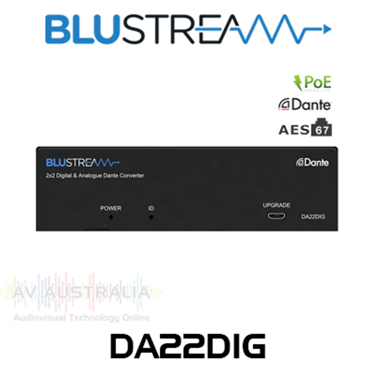 BluStream DA22DIG 2x2 Digital & Analog Dante Converter