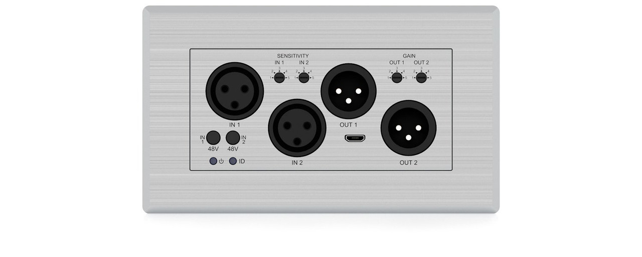 BluStream DA22XLR-WP-EU Line / Mic 2+2 XLR Dante Audio Wallplate