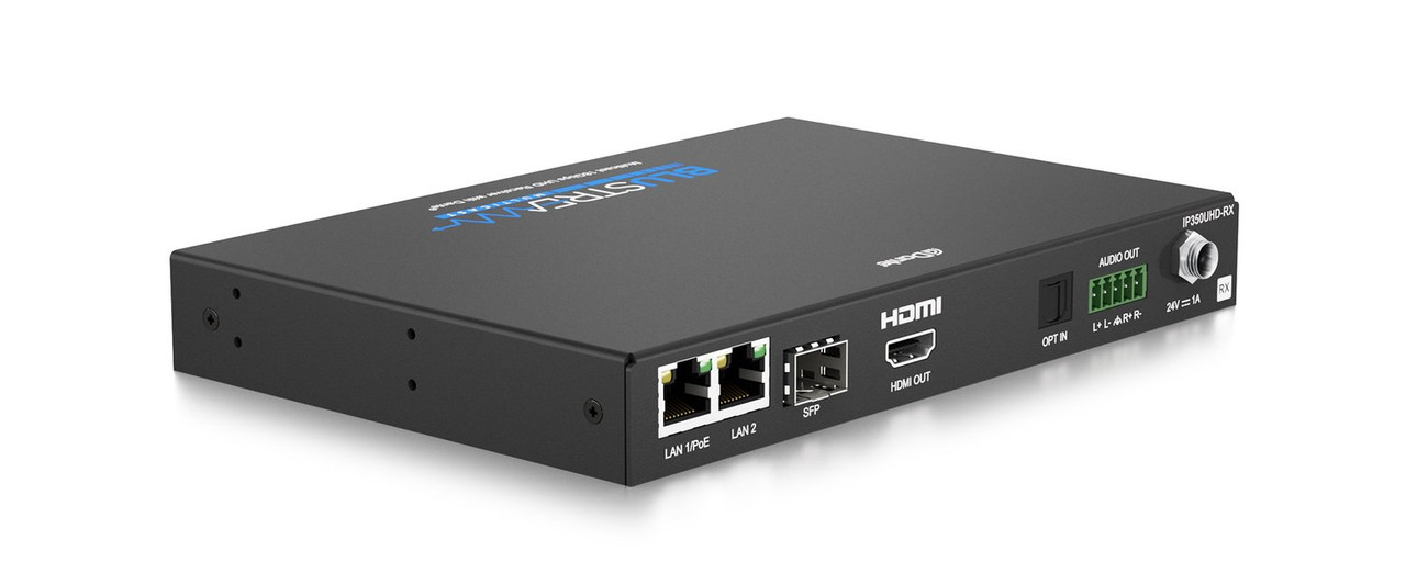 BluStream IP350UHD-RX IP Multicast 4K HDMI 2.0 Video Receiver with Dante