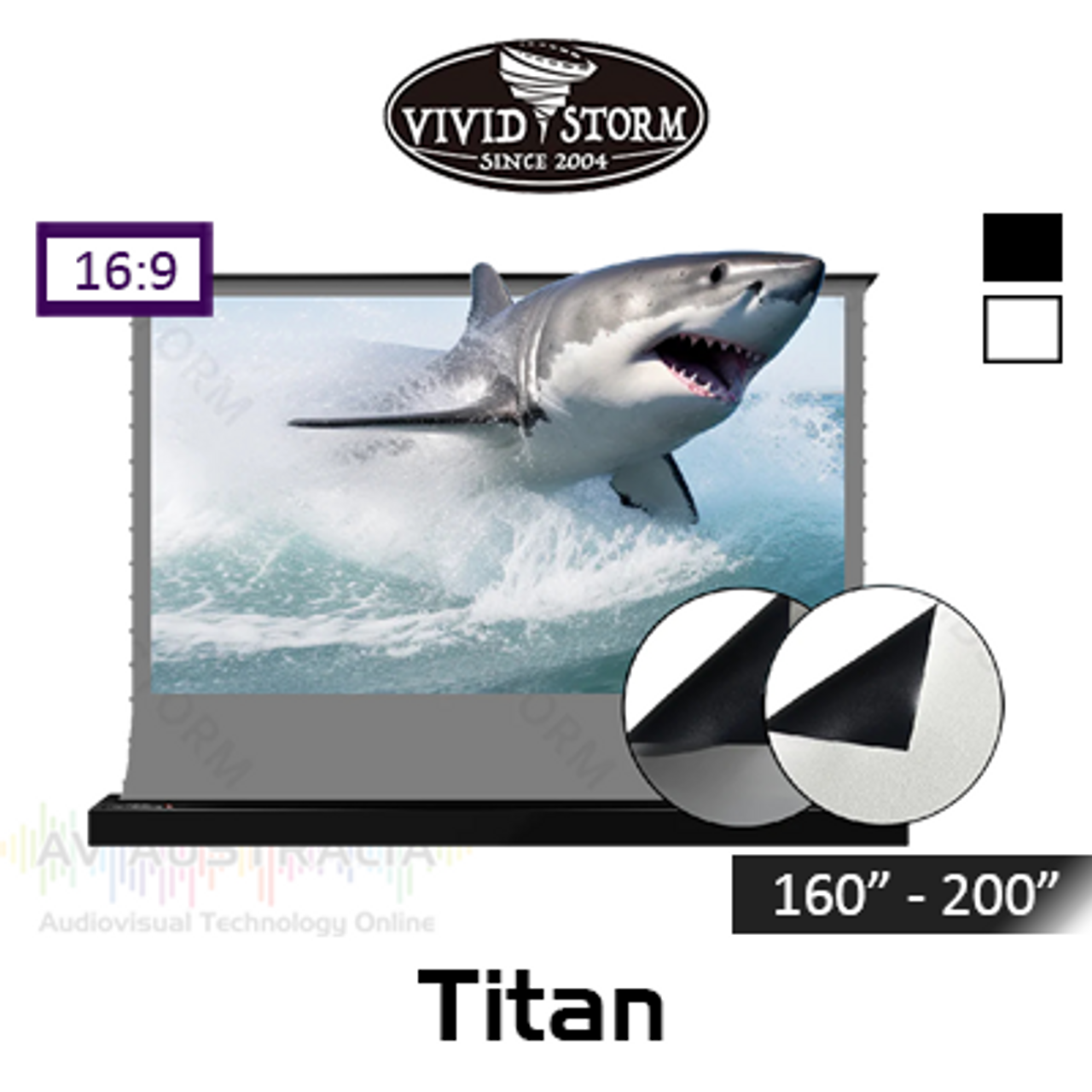 Vividstorm Titan Tab-Tension Floor Rising Motorised Projection Screens (160" - 200")